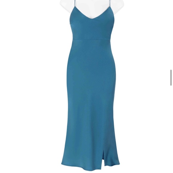 Blue midi dress with slit - Picture 4 of 5